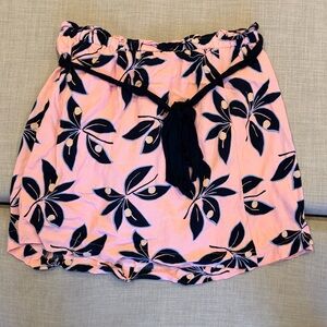 LOFT Pink and Black Floral Mini Skirt
